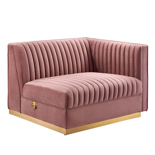 Sanguine Channel Tufted Performance Velvet Modular Sectional Sofa Right-Arm Chair by Modway