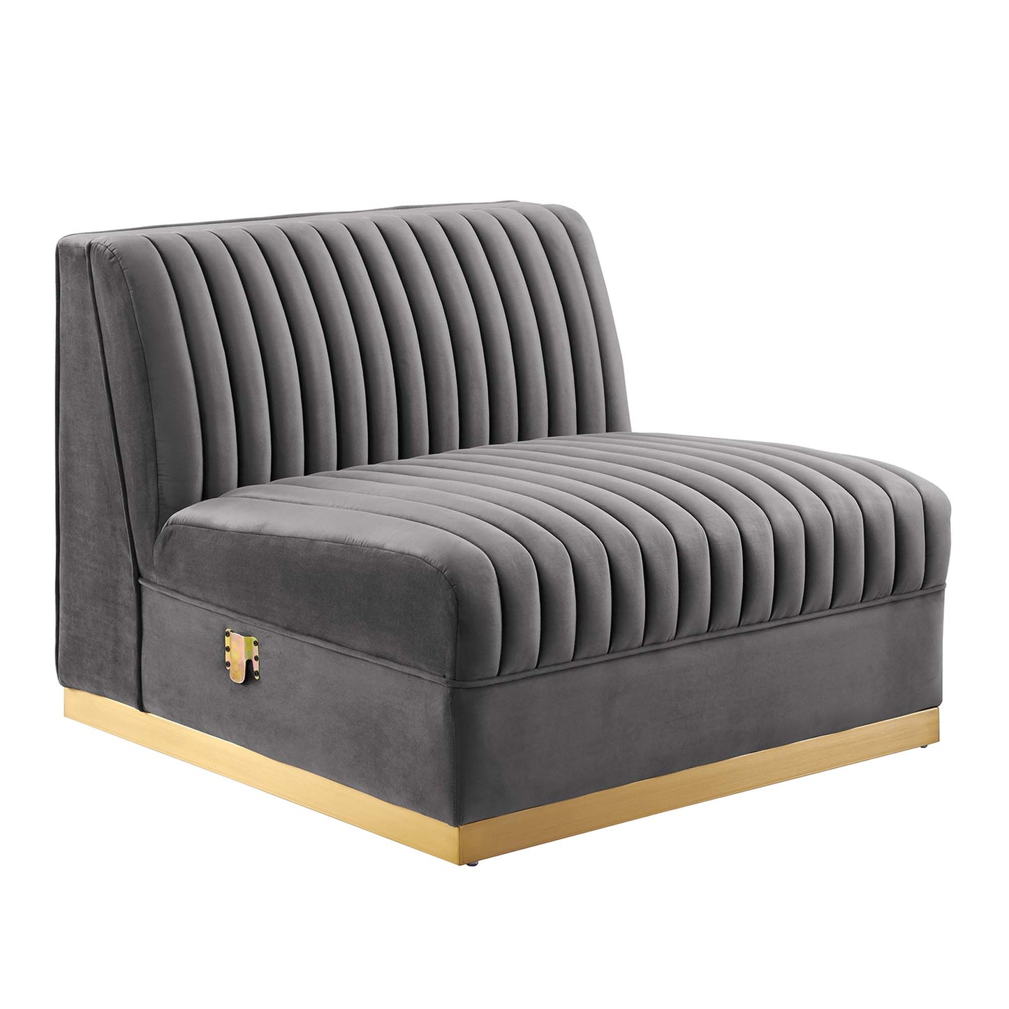 Sanguine Channel Tufted Performance Velvet Modular Sectional Sofa Armless Chair by Modway