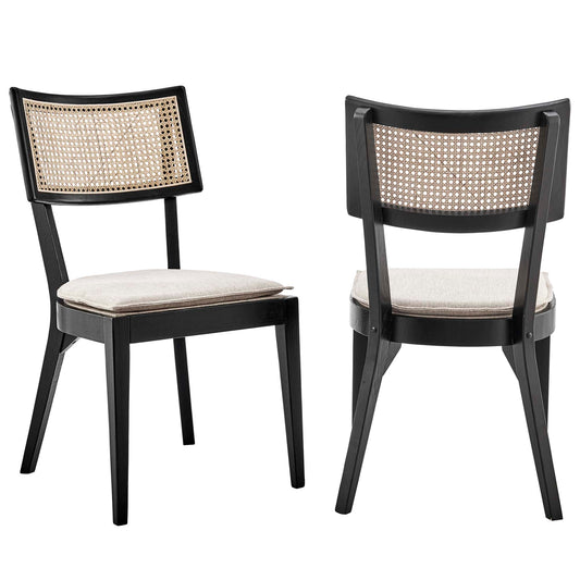 Caledonia Fabric Upholstered Wood Dining Chair Set of 2 by Modway