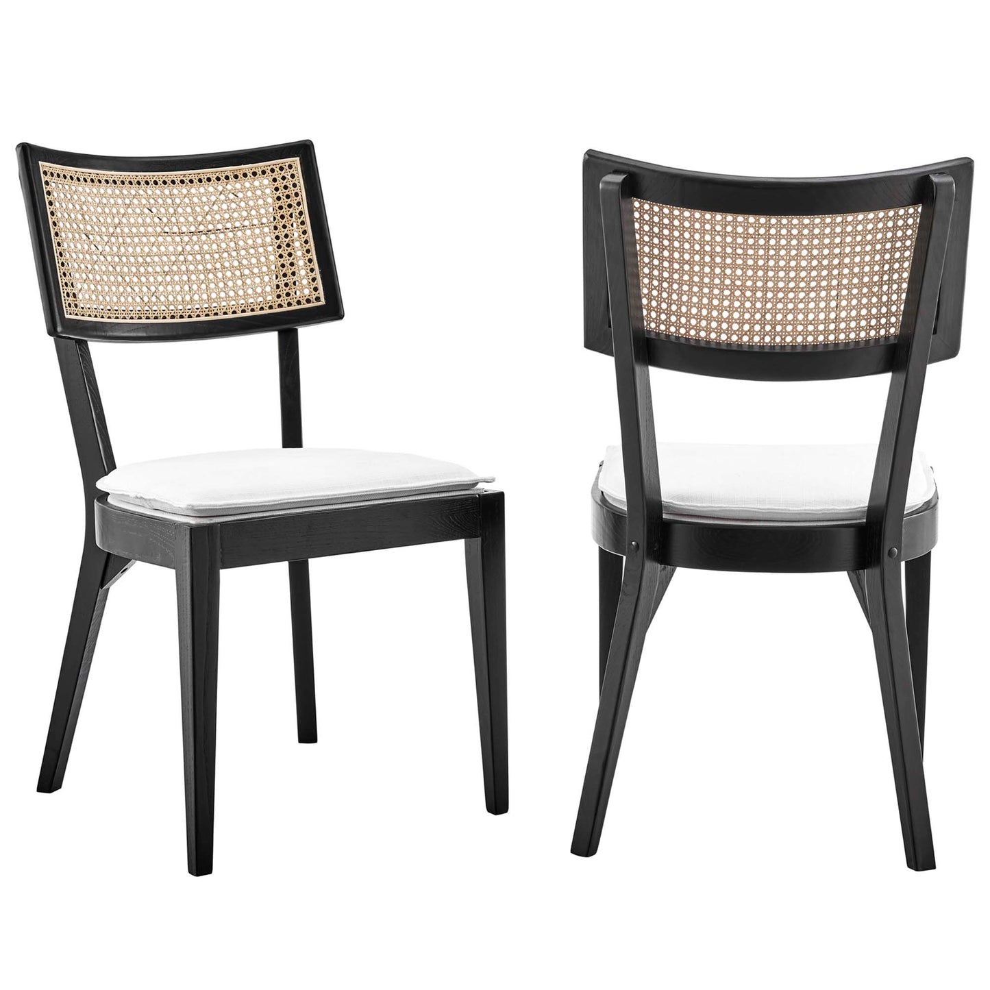 Caledonia Fabric Upholstered Wood Dining Chair Set of 2 by Modway