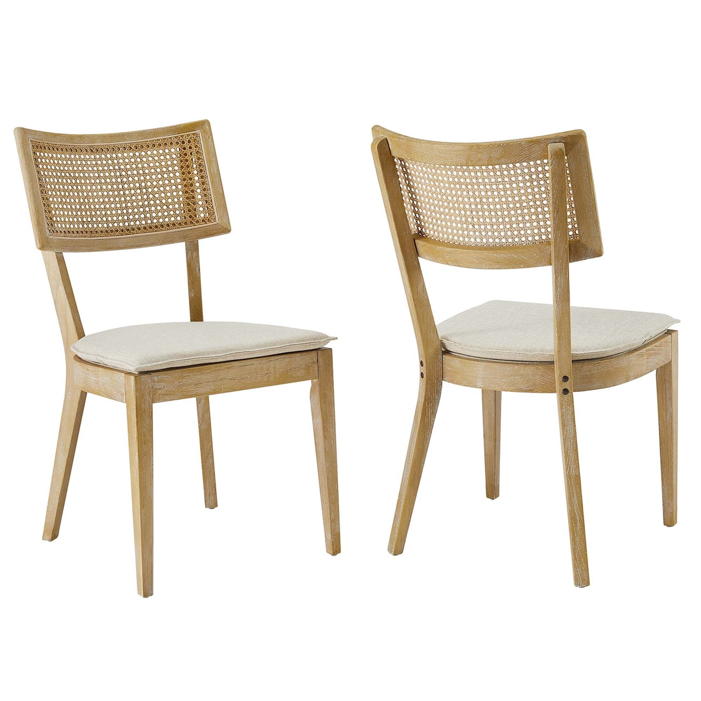 Caledonia Fabric Upholstered Wood Dining Chair Set of 2 by Modway