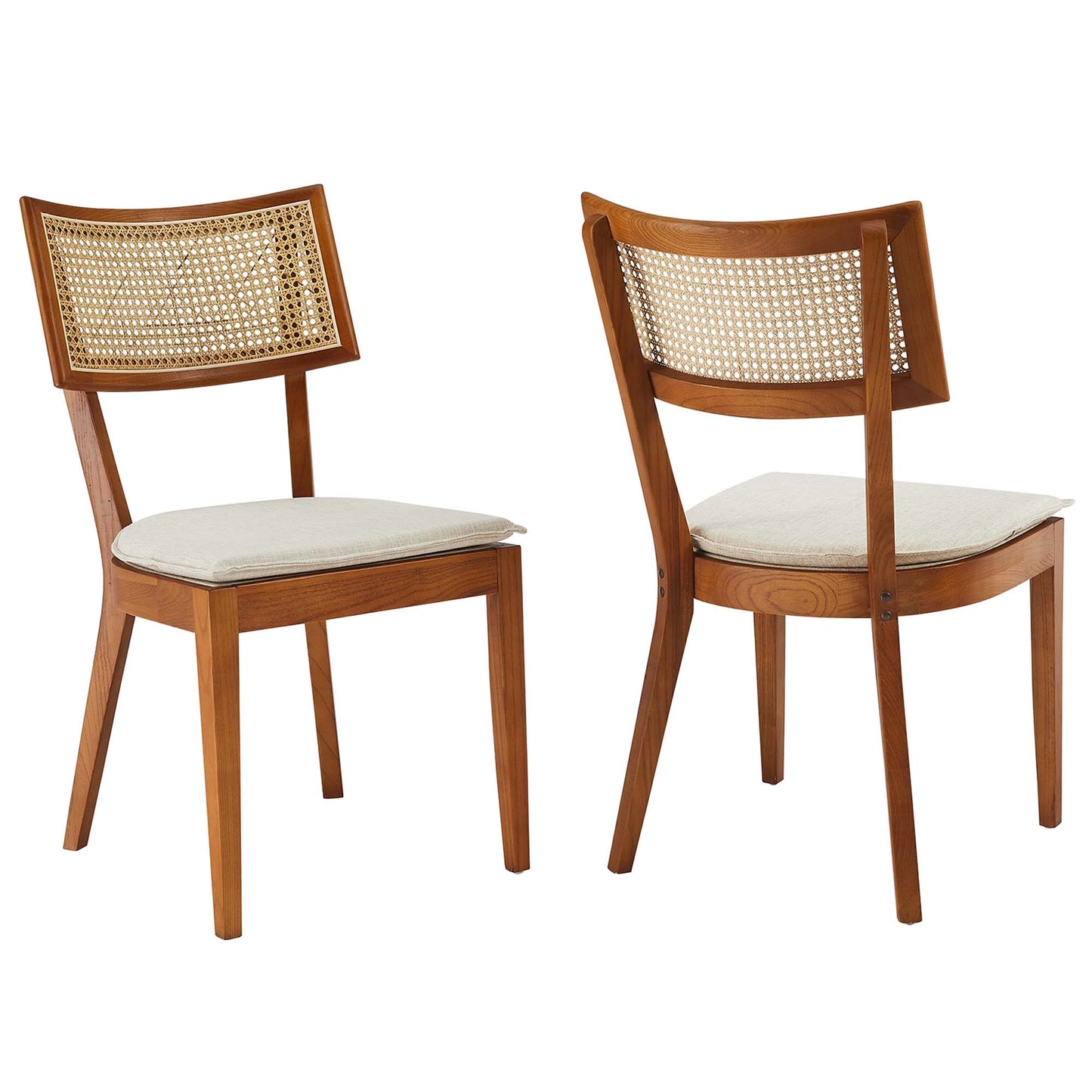 Caledonia Fabric Upholstered Wood Dining Chair Set of 2 by Modway