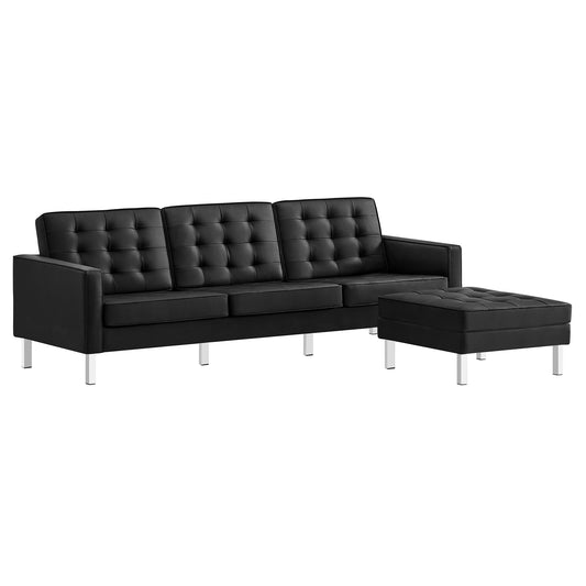 Loft Tufted Vegan Leather Sofa and Ottoman Set by Modway