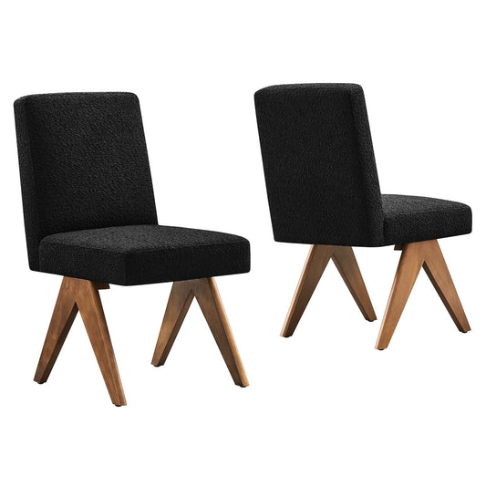 Lyra Boucle Fabric Dining Room Side Chair Set of 2 by Modway