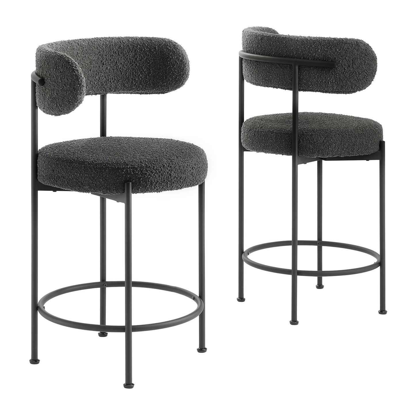 Albie Boucle Fabric Counter Stools Set of 2 by Modway