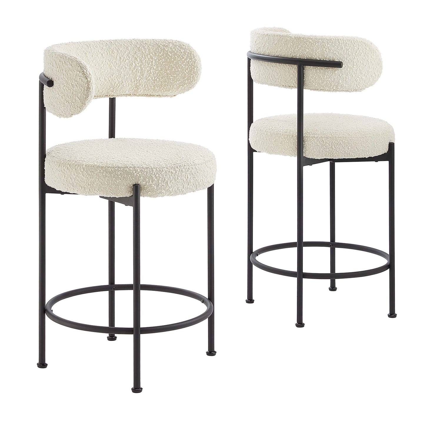 Albie Boucle Fabric Counter Stools Set of 2 by Modway