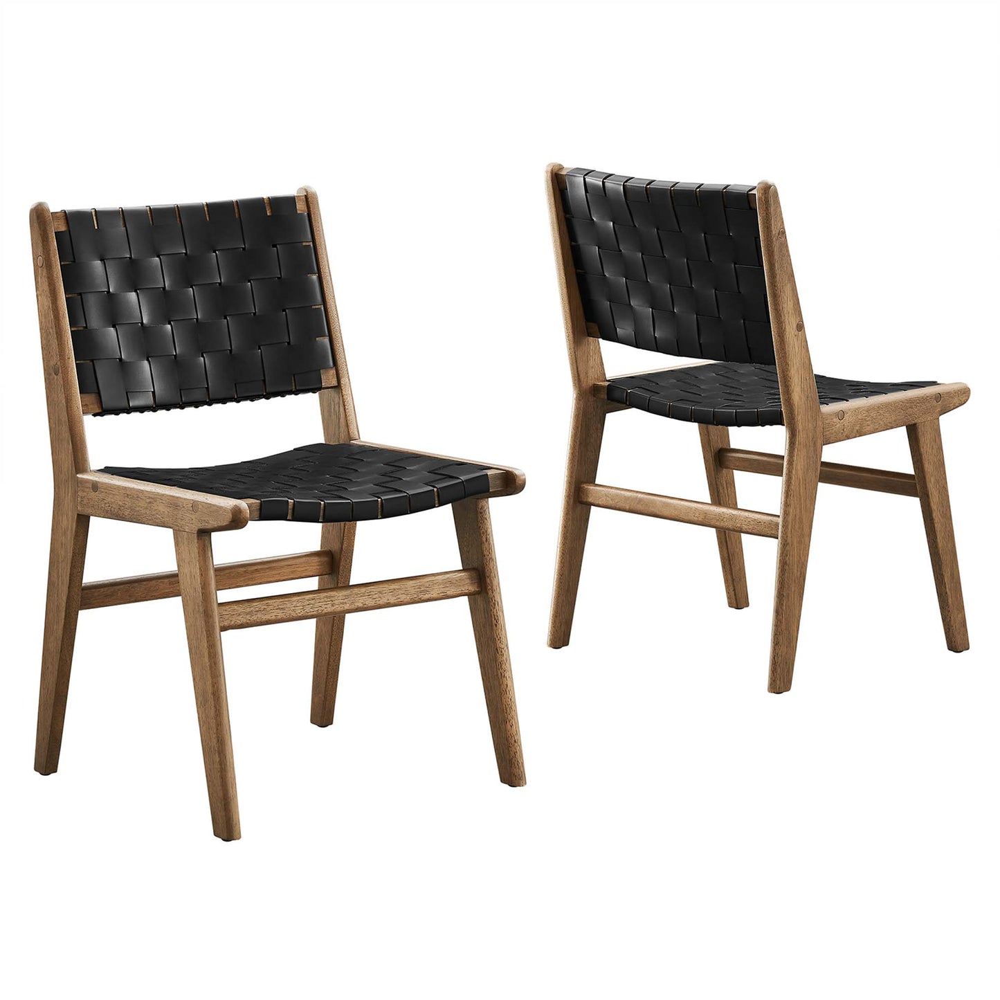 Saoirse Leather Wood Dining Side Chair Set of 2 by Modway