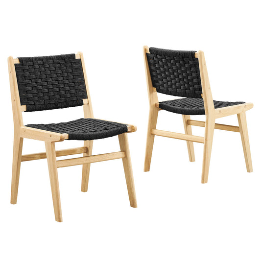 Saoirse Woven Rope Wood Dining Side Chair Set of 2 by Modway