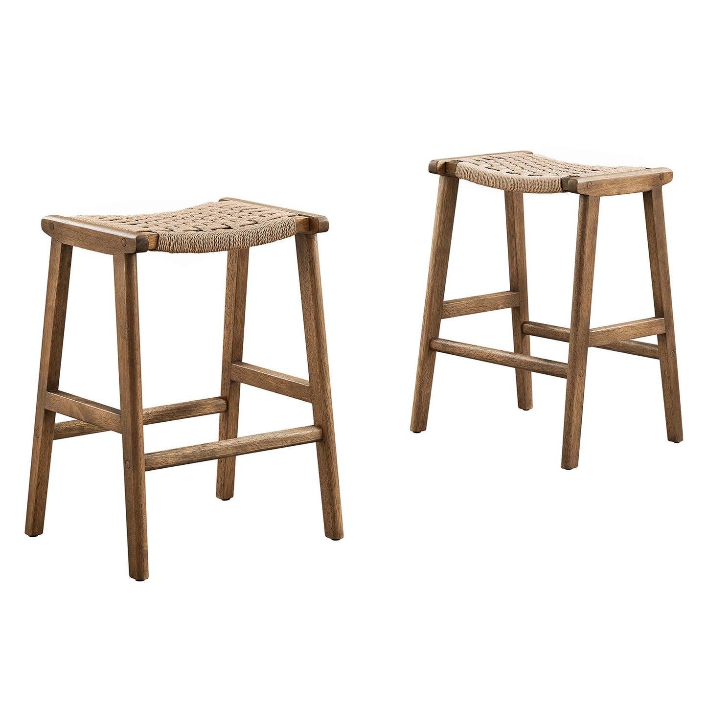 Saoirse Woven Rope Wood Counter Stool Set of 2 by Modway