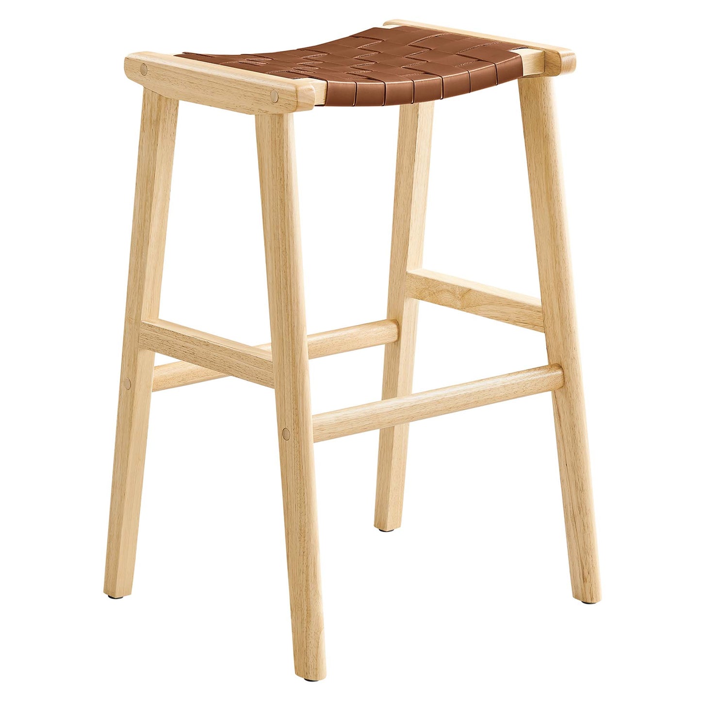 Saoirse Leather Wood Bar Stool Set of 2 by Modway