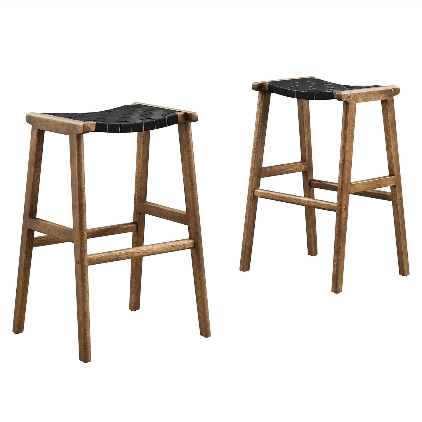 Saoirse Leather Wood Bar Stool Set of 2 by Modway