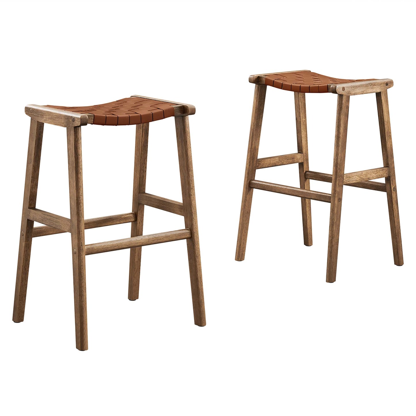 Saoirse Leather Wood Bar Stool Set of 2 by Modway