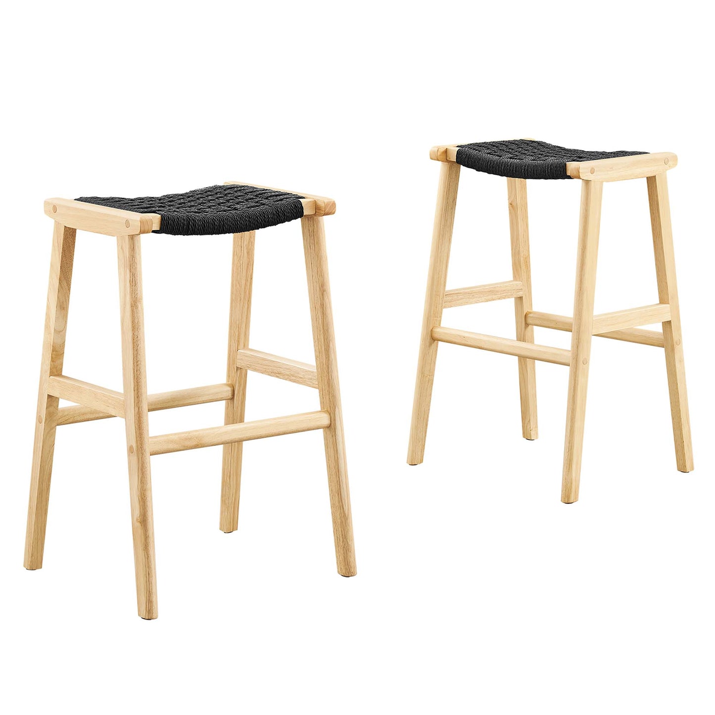 Saoirse Woven Rope Wood Bar Stool Set of 2 by Modway