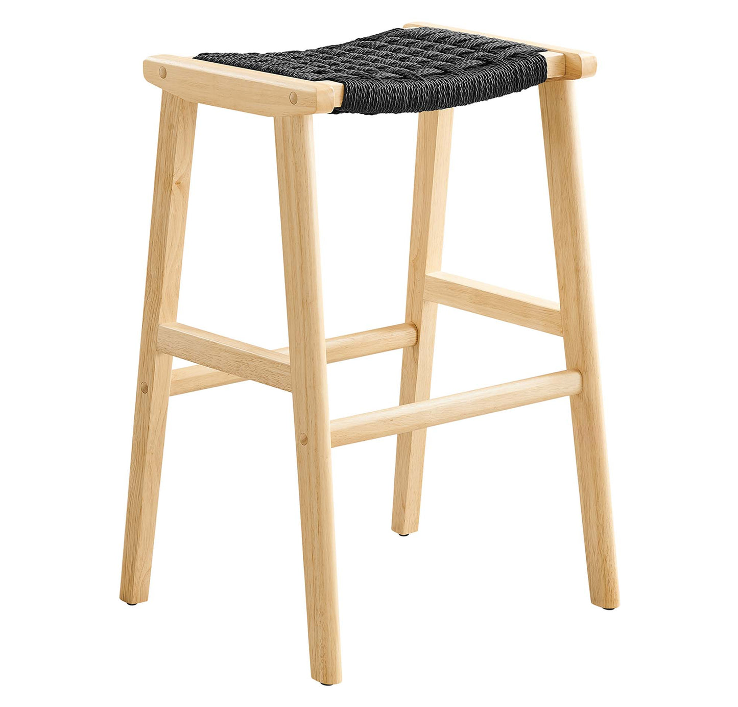 Saoirse Woven Rope Wood Bar Stool Set of 2 by Modway