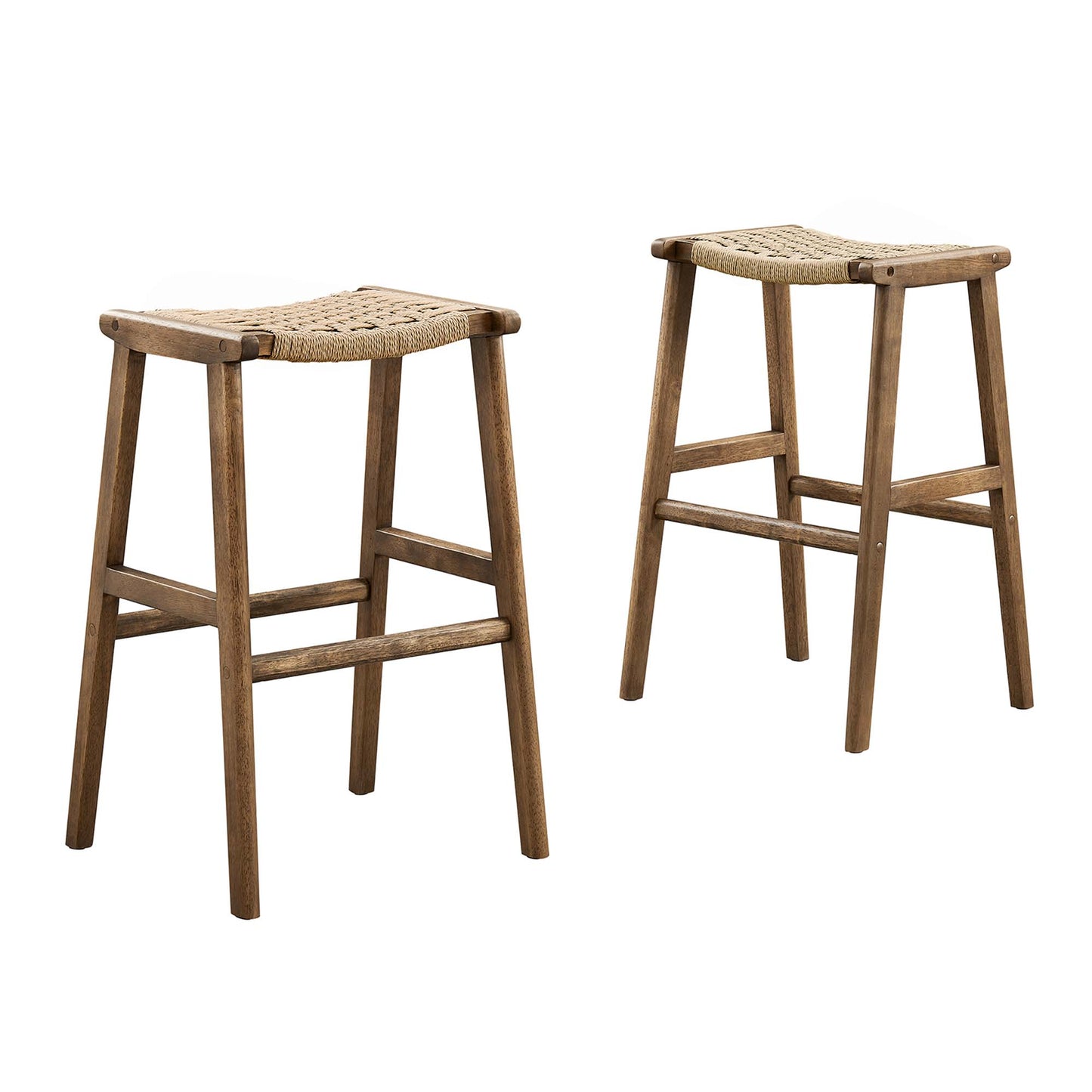 Saoirse Woven Rope Wood Bar Stool Set of 2 by Modway