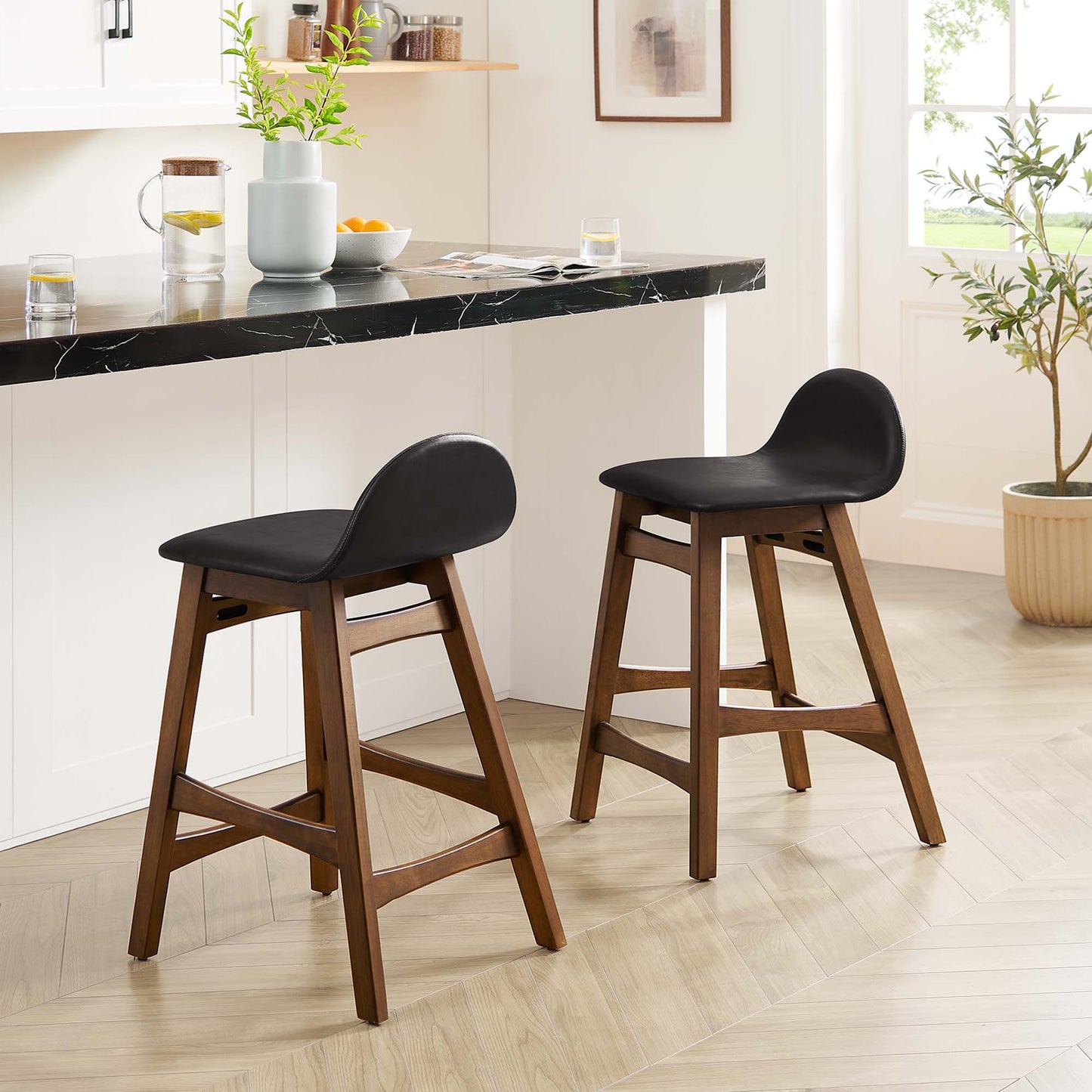 Juno Wood Counter Stool Set of 2 by Modway