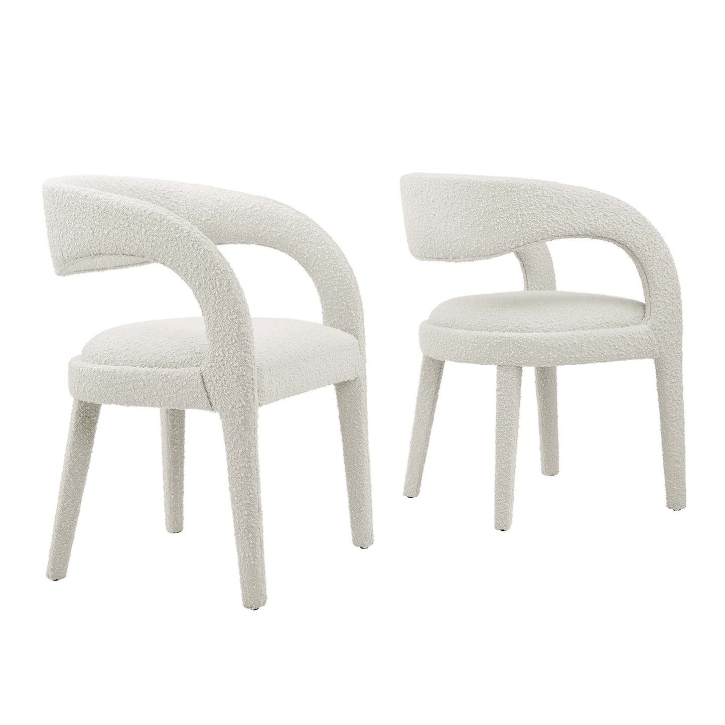 Pinnacle Boucle Upholstered Dining Chair Set of 2 by Modway