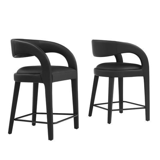 Pinnacle Vegan Leather Counter Stool Set of 2 by Modway