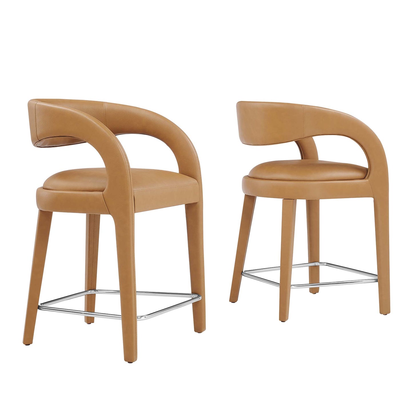 Pinnacle Vegan Leather Counter Stool Set of 2 by Modway