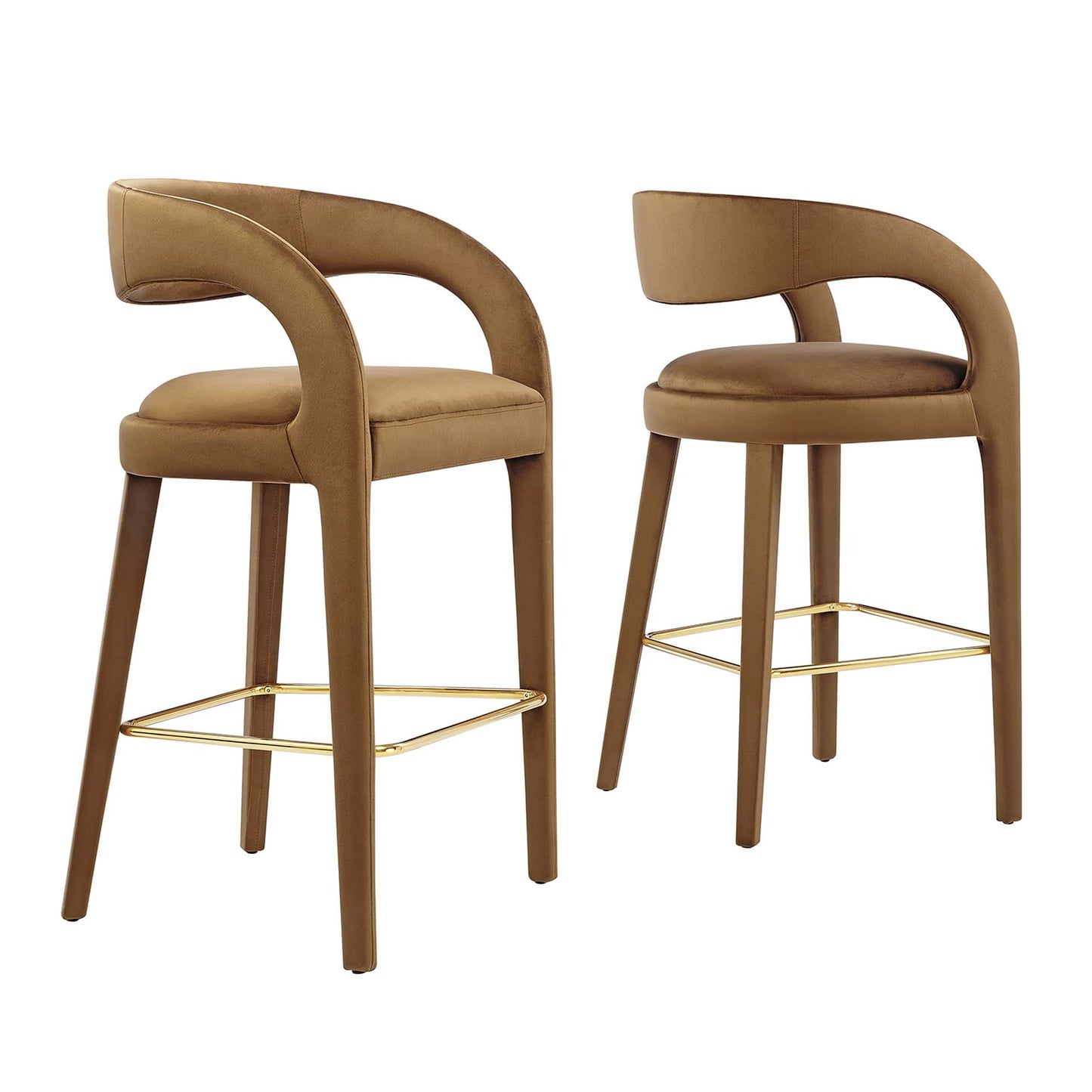 Pinnacle Performance Velvet Bar Stool Set of 2 by Modway