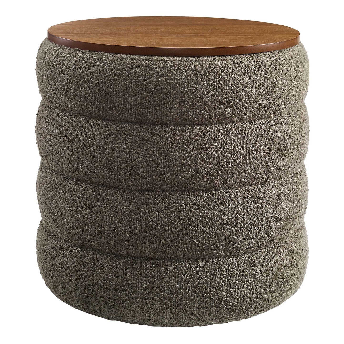 Mezzo Round Boucle Fabric Storage Ottoman by Modway