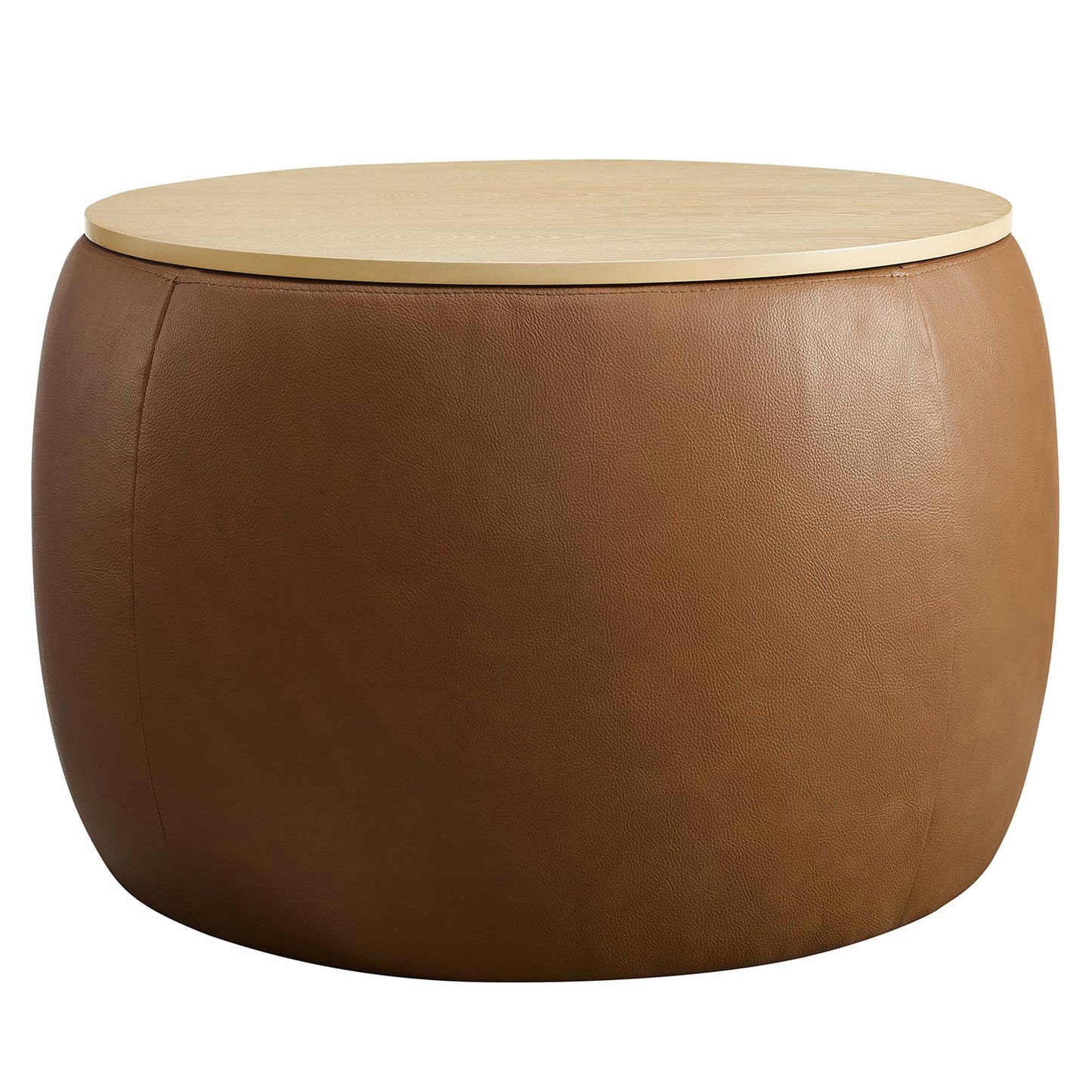 Perla Round Vegan Leather Storage Ottoman by Modway