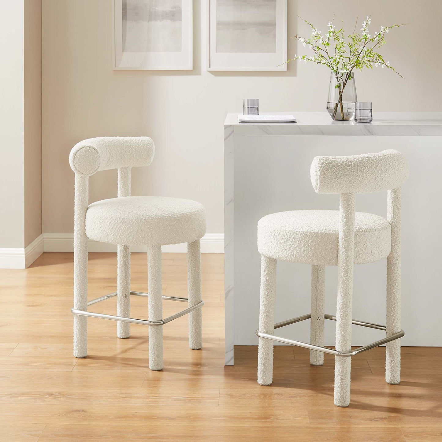 Toulouse Boucle Fabric Counter Stool Set of 2 by Modway