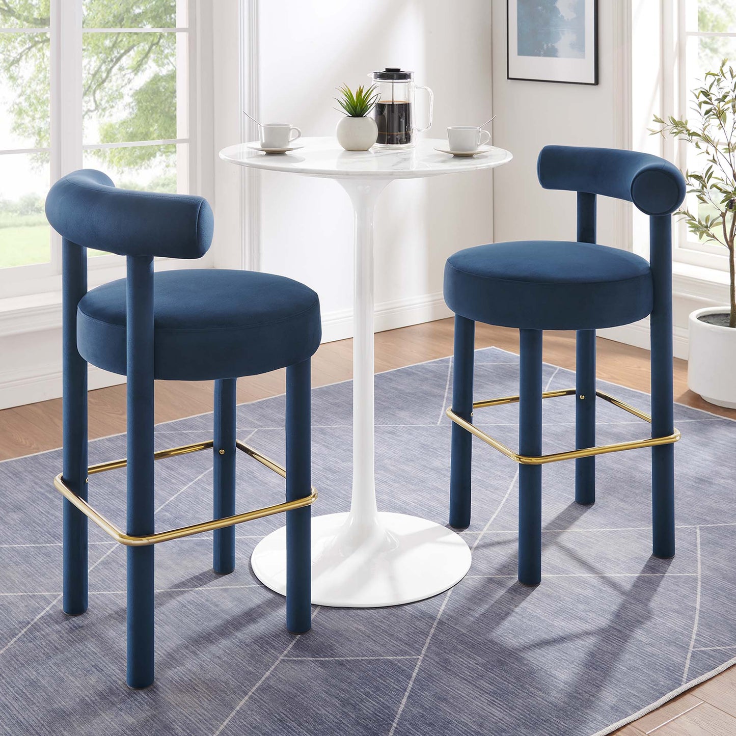 Toulouse Performance Velvet Bar Stool Set of 2 by Modway