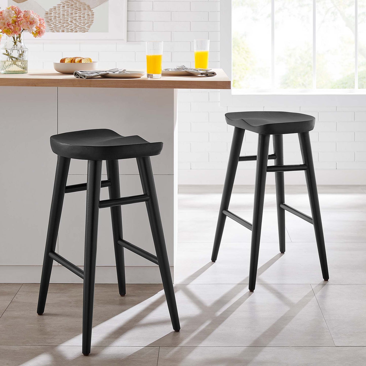 Saville Backless Wood Counter Stools Set of 2 by Modway