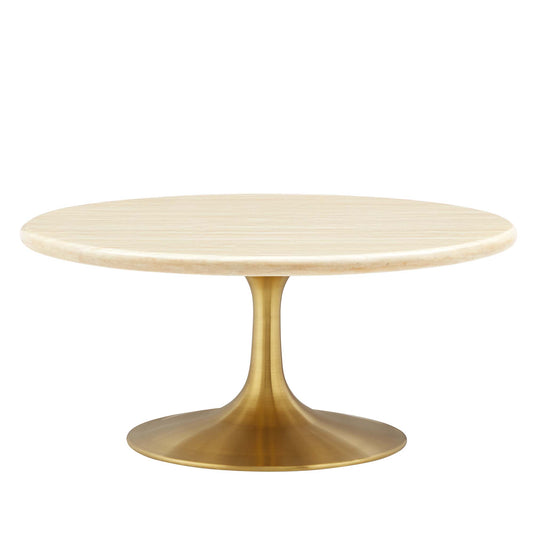 Lippa 36Ó Round Artificial Travertine Coffee Table by Modway