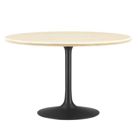 Lippa 48" Round Artificial Travertine Dining Table by Modway