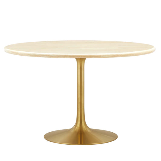 Lippa 48" Round Artificial Travertine Dining Table by Modway