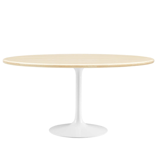 Lippa 60Ó Oval Artificial Travertine Dining Table by Modway