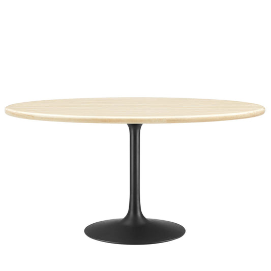 Lippa 60Ó Oval Artificial Travertine Dining Table by Modway