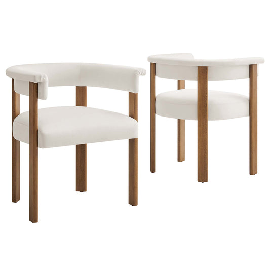 Imogen Performance Velvet Barrel Dining Chairs Set of 2 by Modway