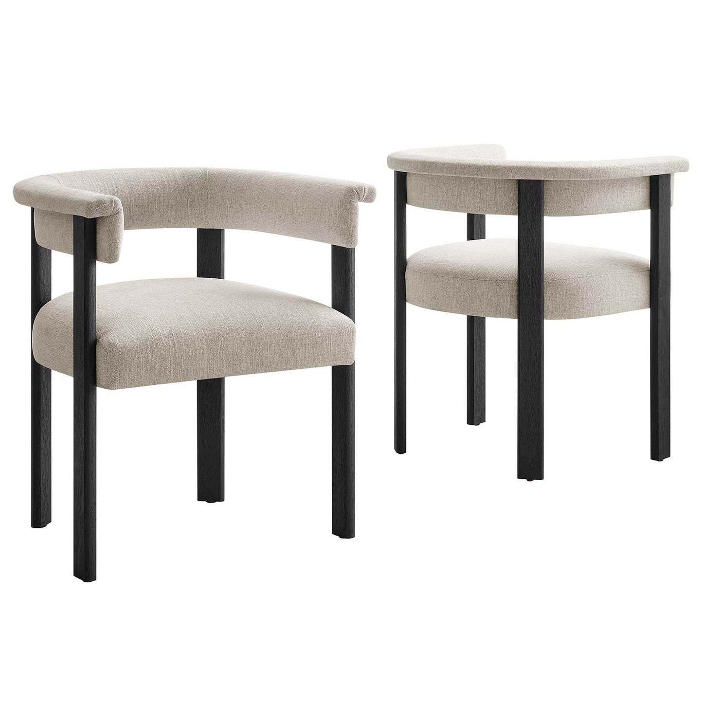 Imogen  Fabric Upholstered Barrel Dining Chairs Set of 2 by Modway