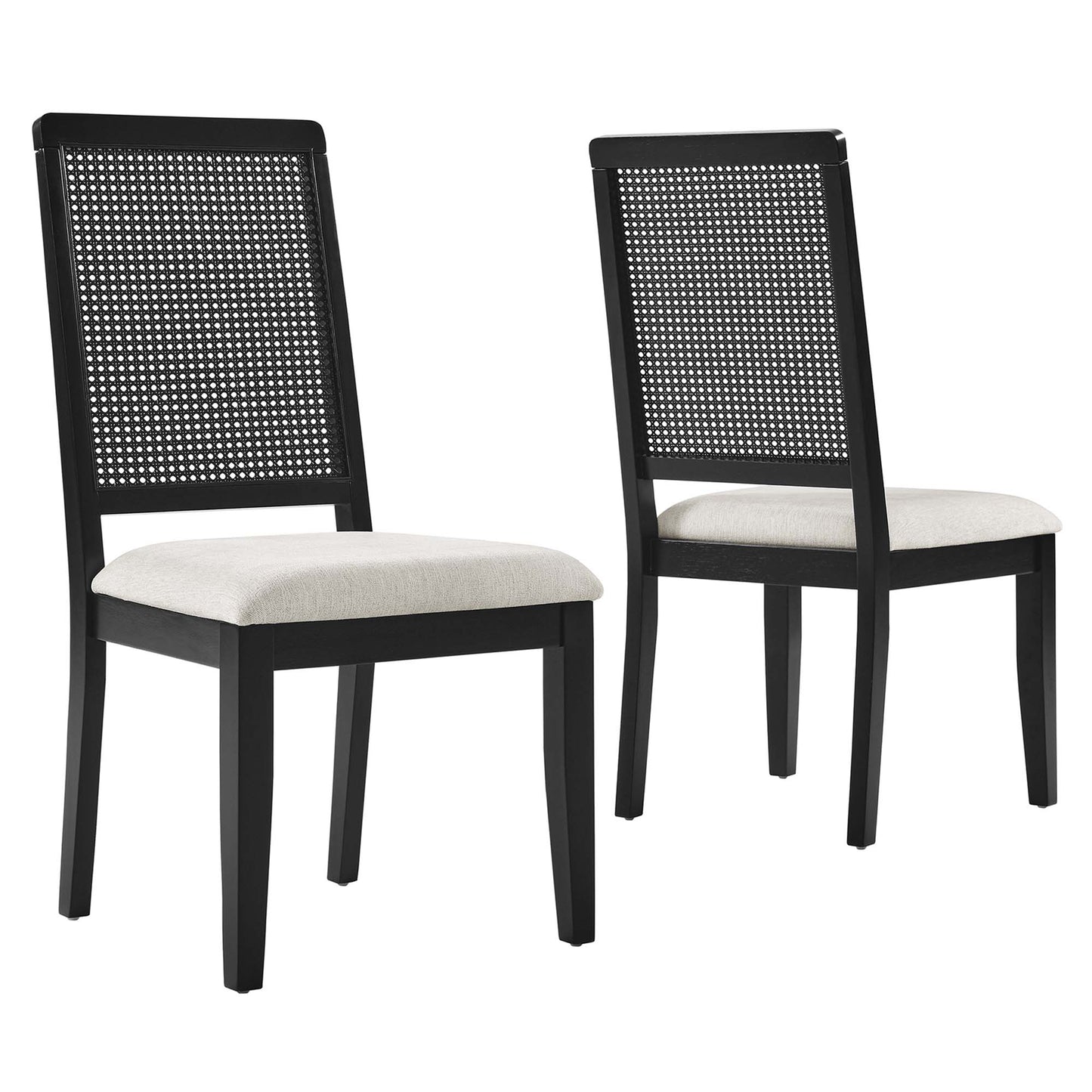 Arlo Faux Rattan and Wood Dining Side Chairs Set of 2 by Modway