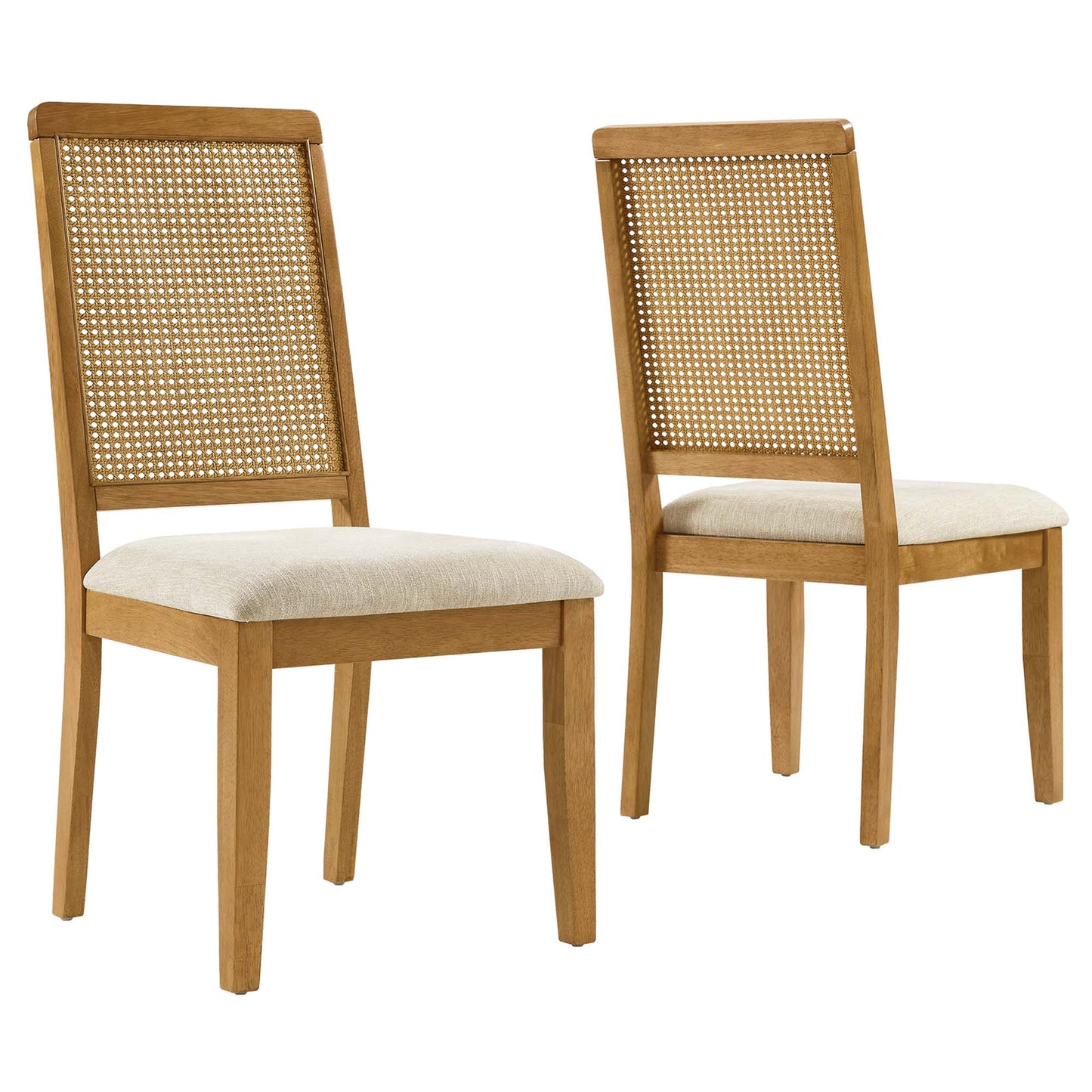 Arlo Faux Rattan and Wood Dining Side Chairs Set of 2 by Modway