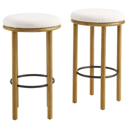 Fable Boucle Fabric Bar Stools Set of 2 by Modway