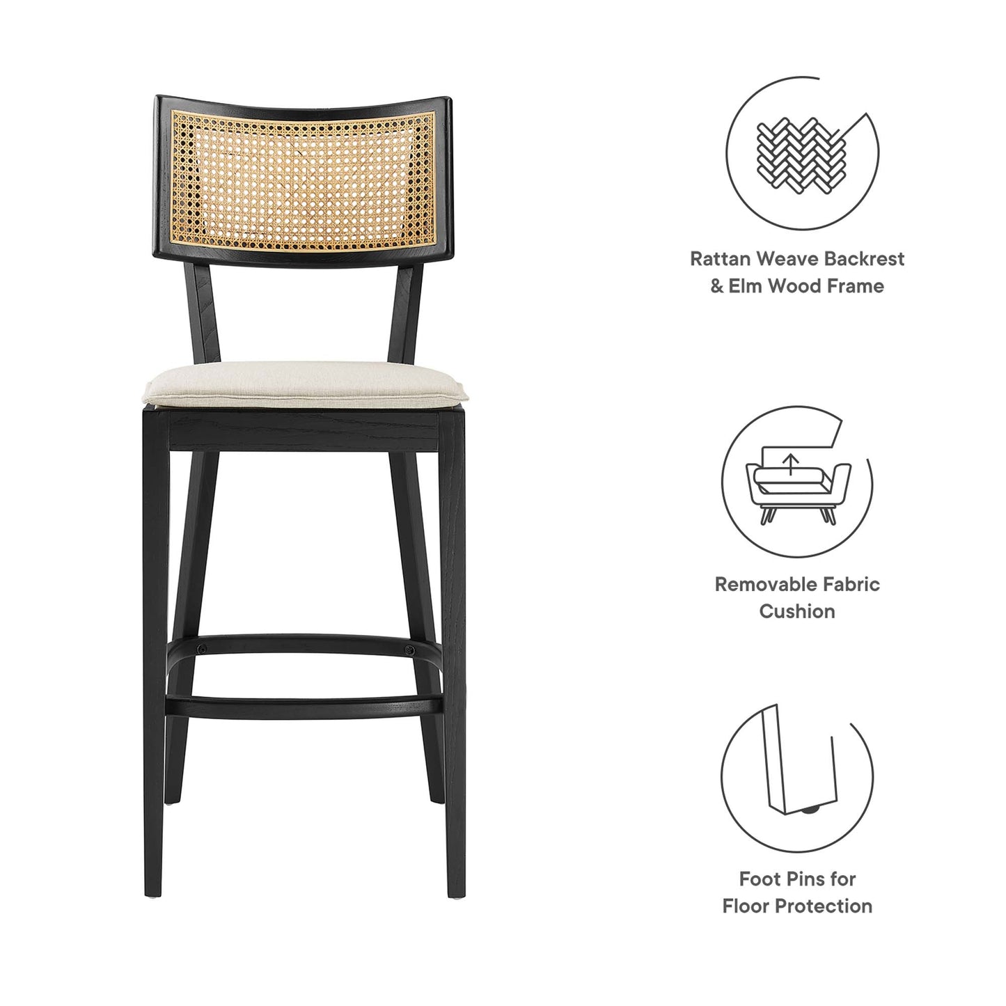 Caledonia Wood Bar Stools Set of 2 by Modway