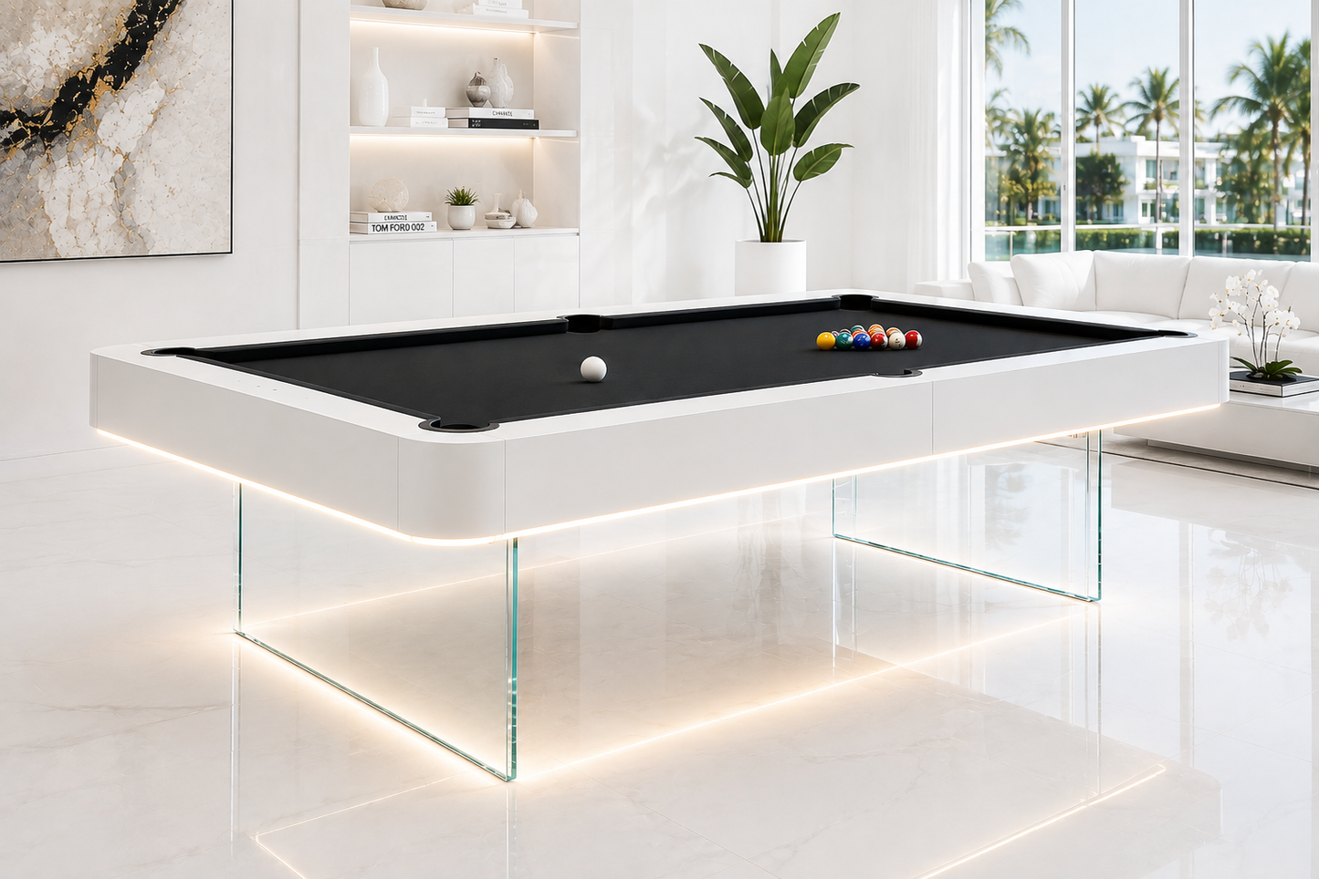 The Levia Modern Slate Glass LED Luxury Pool Table