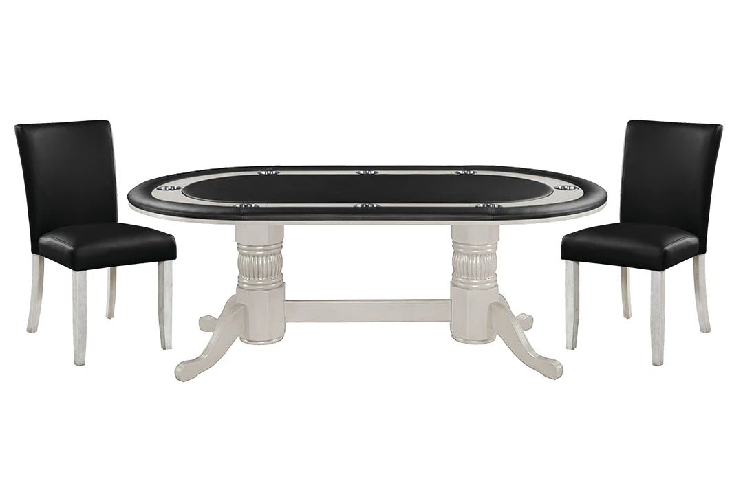 Classic Oval Shape 84" Poker Table - White Billiards