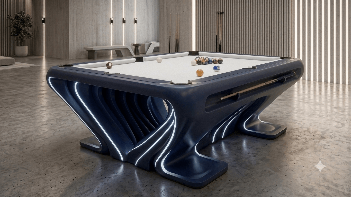 NEW White Billiards Stelva Modern Slate LED Lights Pool Table - White Billiards