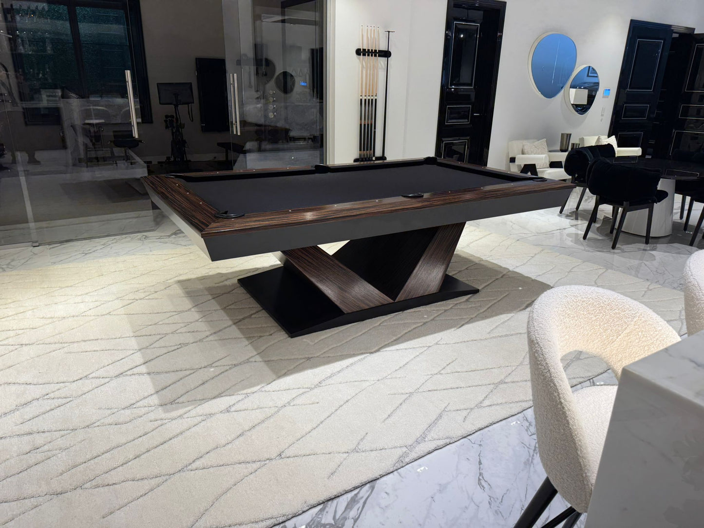 White Billiards Meridian Modern Slate Pool Table