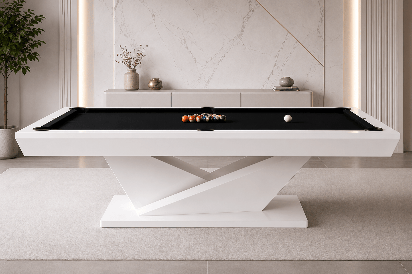 White Billiards Kyoto Modern Slate Pool Table - White Billiards