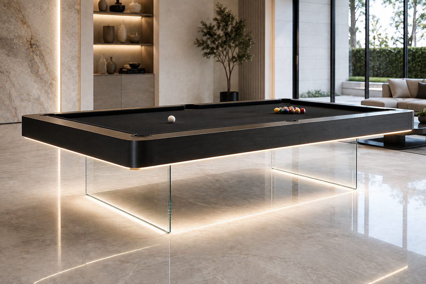 The Levia Modern Slate Glass LED Luxury Pool Table