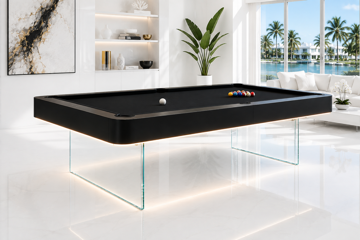 The Levia Modern Slate Glass LED Luxury Pool Table