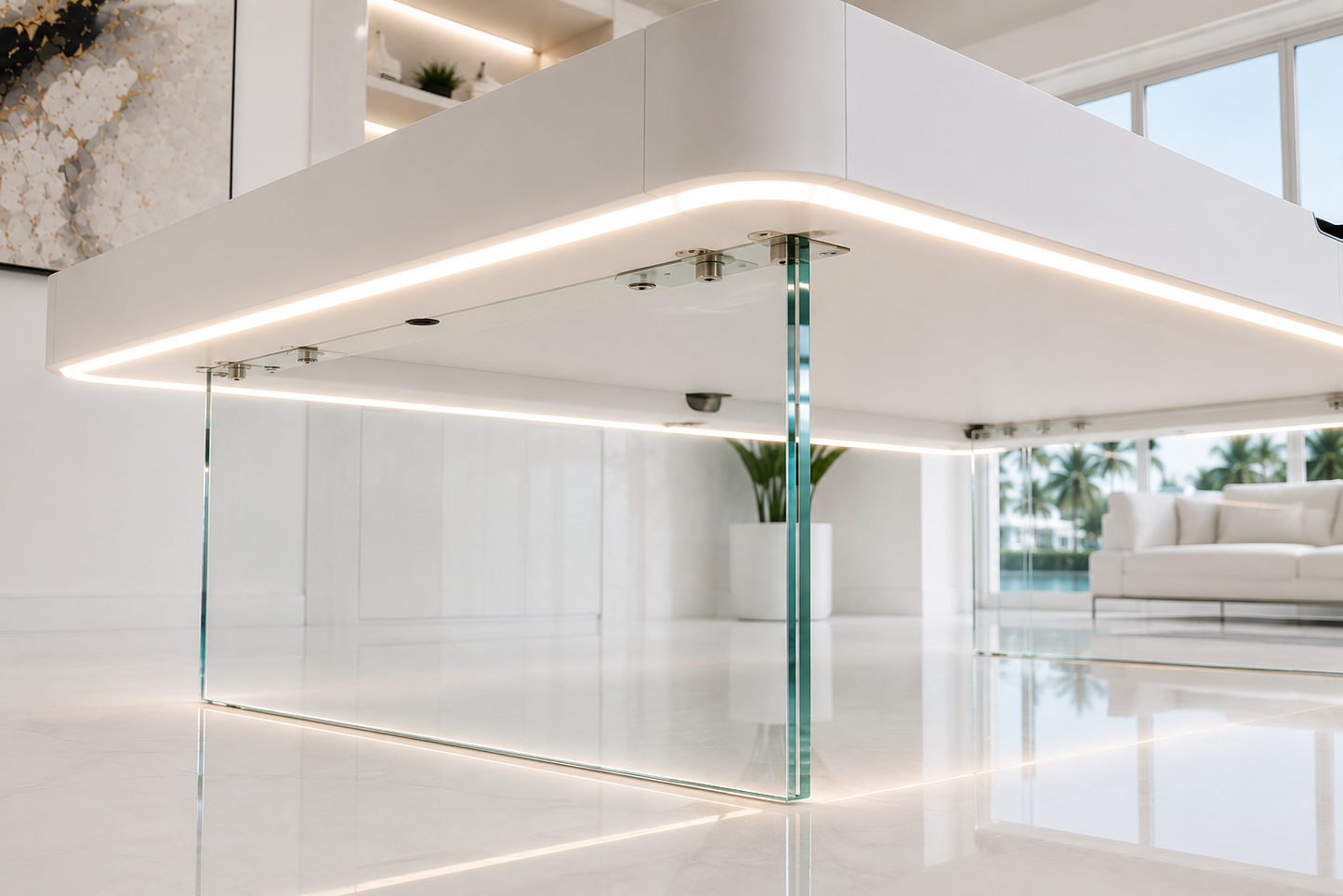 The Levia Modern Slate Glass LED Luxury Pool Table