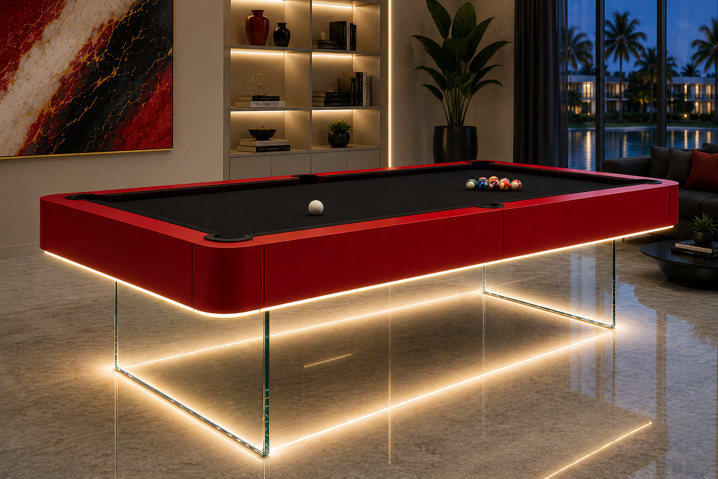 The Levia Modern Slate Glass LED Luxury Pool Table