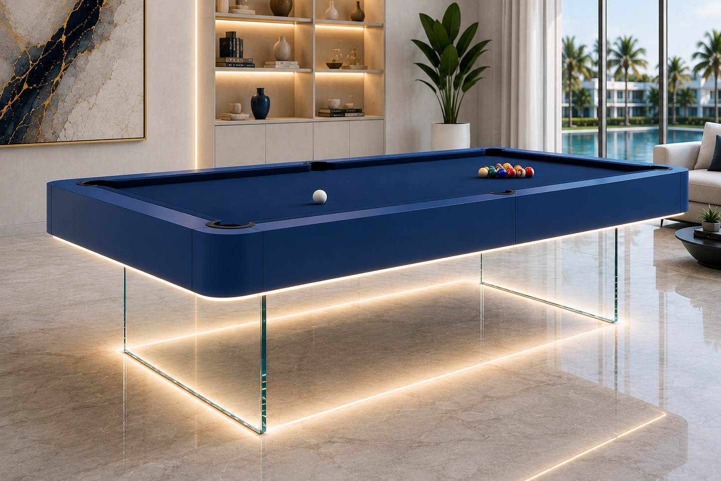 The Levia Modern Slate Glass LED Luxury Pool Table